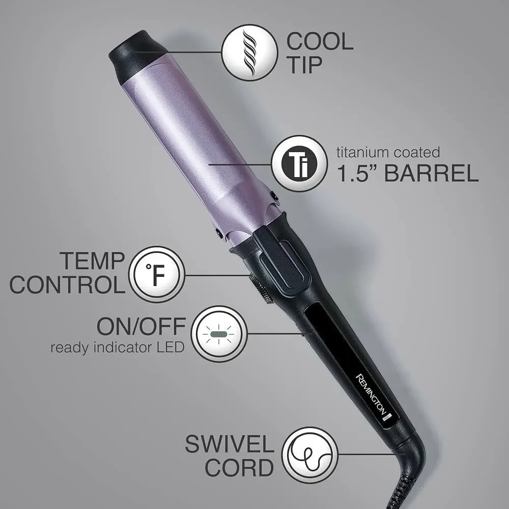 Remington Anti-Static 1.5-Inch Clipped Curling Iron Titanium Ceramic Barrel
